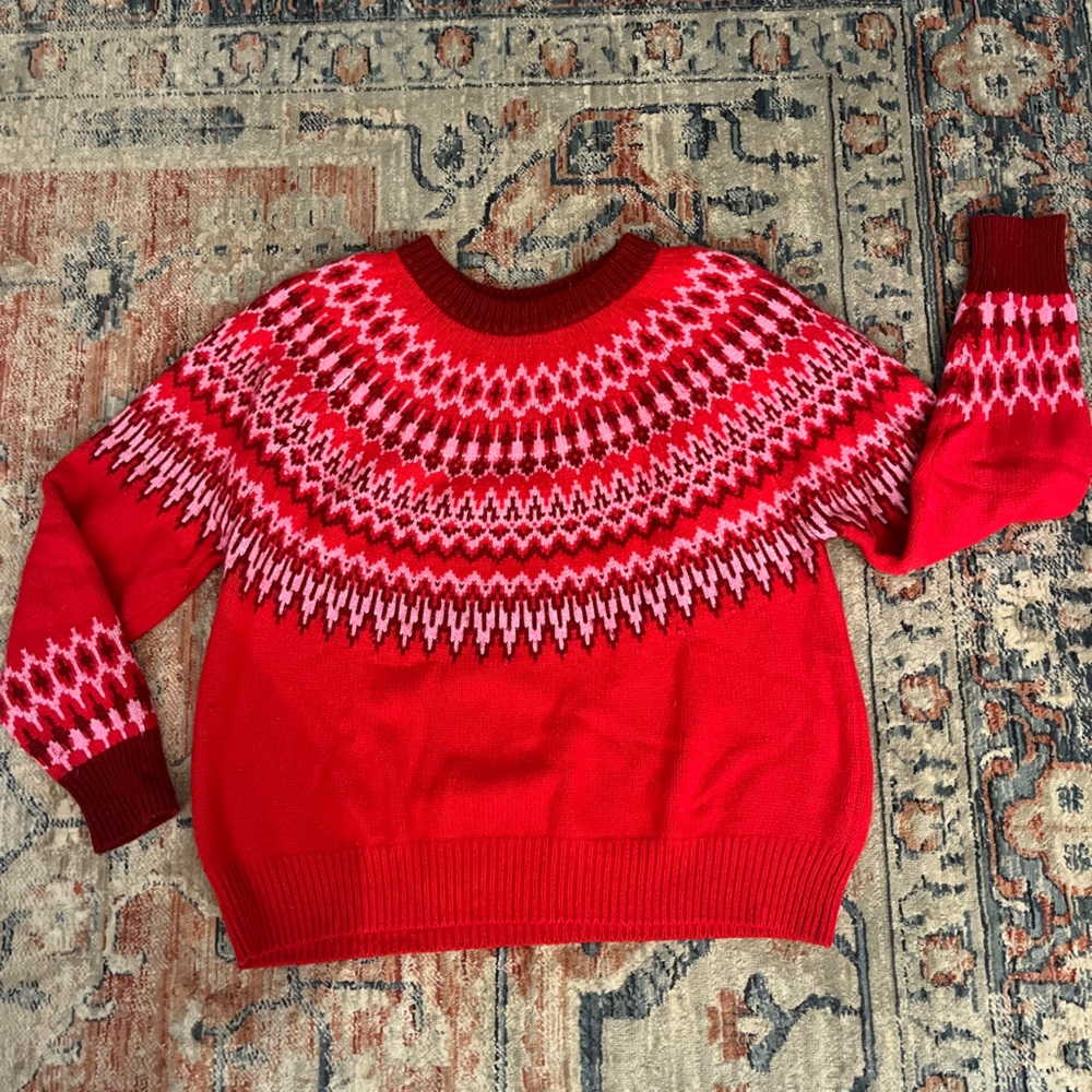 Vineyard Vines Red and Pink Crew Neck Sweater